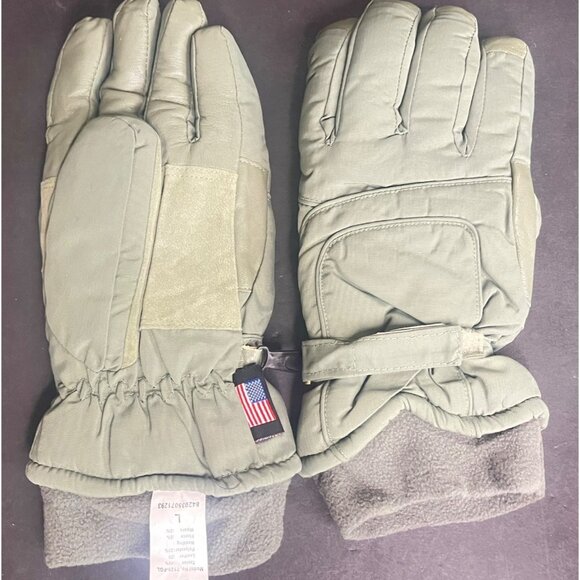 NEW Large Green Winter Gloves 150G Thinsulate Leather Palm Fleece Lined USA VTG - Picture 1 of 5